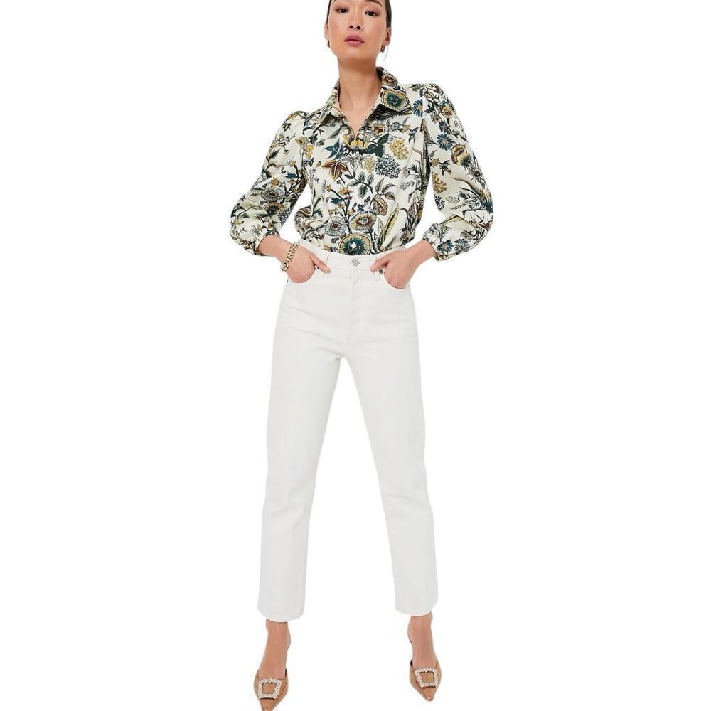 Tuckernuck Sharp Floral Serena Blouse Button Front Long Sleeve Size XL - Picture 3 of 16